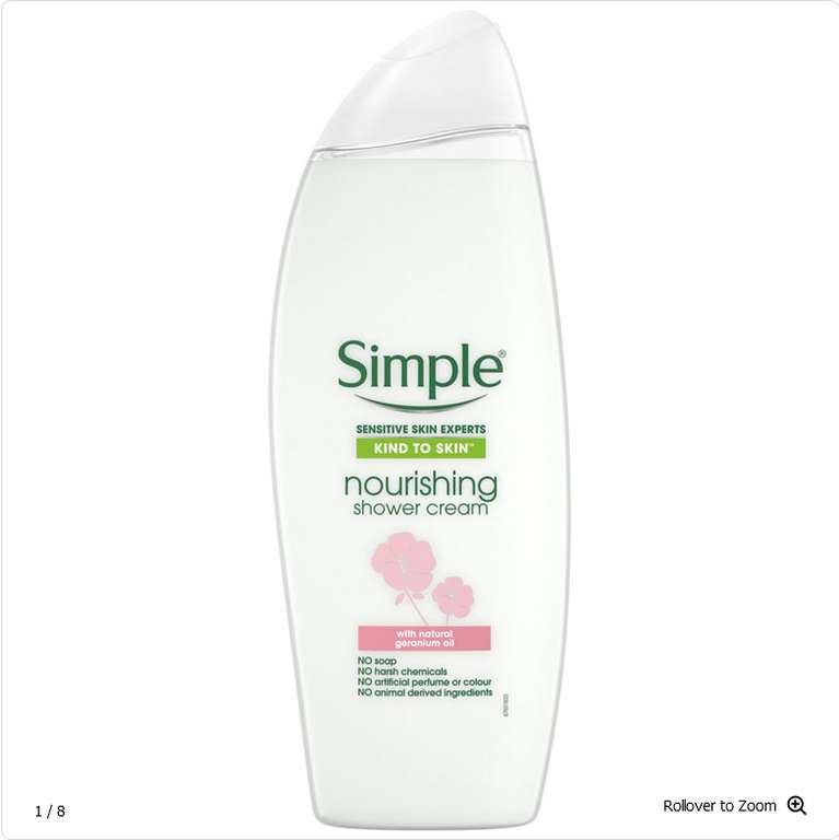 Simple Refreshing Shower Gel 500ml OR Simple Nourishing Shower Cream 500ml - 75p + Free Click & Collect @ Wilko