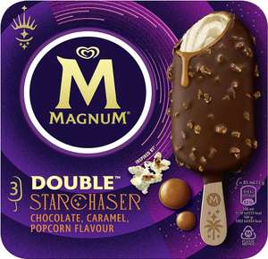 Pack of 3 Magnum Double Starchaser Chocolate Caramel & Popcorn Ice Cream Sticks (Grimsby)