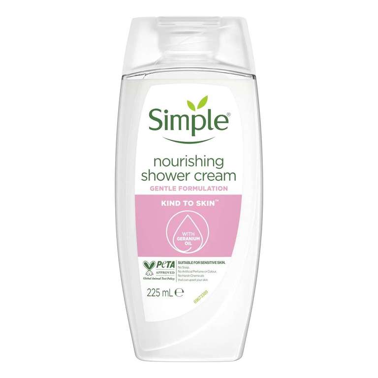 Simple Nourishing / Refreshing / Kids Hypoallergenic Shower Cream /Gel for gentle skin care 6x225ml (£5.13/£4.59 on S&S) + 5% off 1st S&S