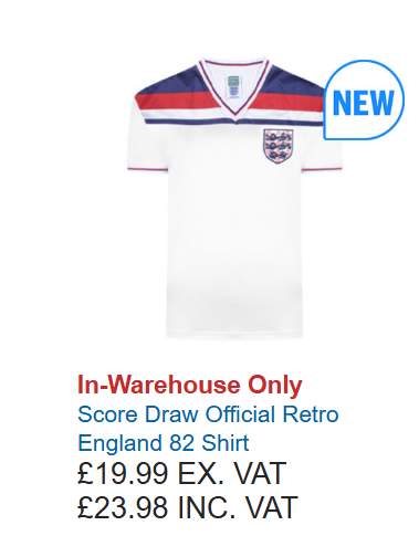 Score Draw England 1982 Shirt at Costco – Retro Home Blue Red