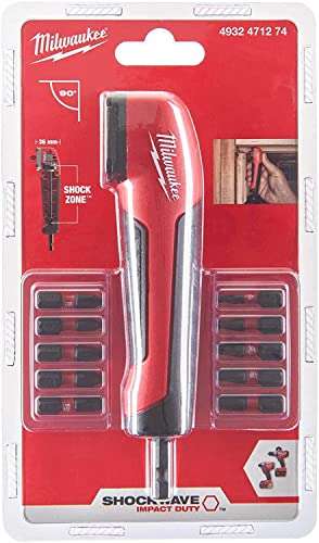 Milwaukee Shockwave Right Angle Drill Attachment with 10 Piece Bit Set