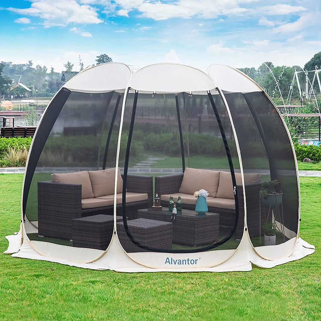 Alvantor Pop Up Gazebo with Side Mosquito Net, UV Resistant, 10'x10' Beige