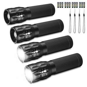 Fulighture 4pk LED Torch, Zoomable, Batteries Included With Voucher Sold By Fulighture LED FBA
