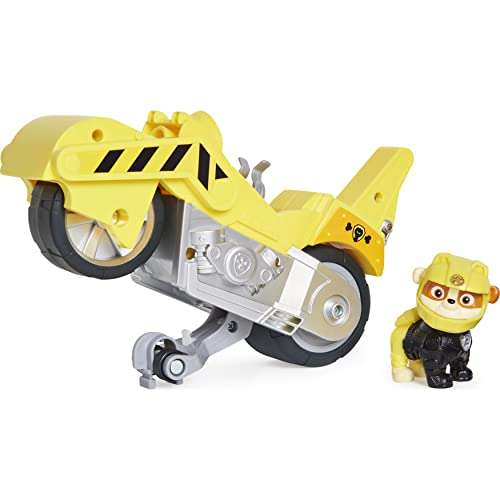 Paw Patrol Moto Pups Rubble’s Deluxe Pull Back Motorcycle Vehicle with Wheelie Feature and Figure £6.99 @ Amazon