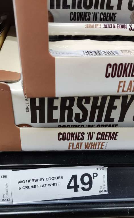 Hershey's Cookies 'N' Creme Flat White Flavour 90g - 49p instore @ Farmfoods, Spennymoor