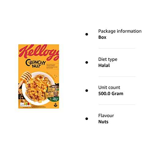 Kellogg's Crunchy Nut Breakfast Cereal Box, 500g (S&S £2.61)