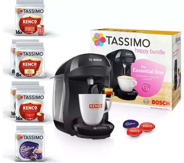 Tassimo Happy Pod Coffee Machine TAS1002GB7 & Kenco/Cadbury Drinks