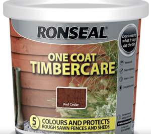 Ronseal One Coat Timebercare Red Cedar / Medium Oak / Dark Oak /Forest Green / Harvest Gold, 5ltr - £5 Instore @ Asda Chadwell Heath