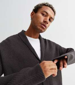 Dark Grey Ribbed Knit Shawl Neck Cardigan for £20.99 + £2.99 delivery @ New Look