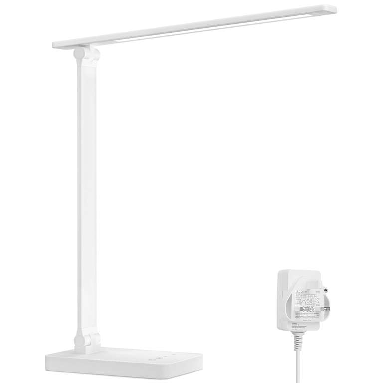 Lepro Desk Lamp, Eye Caring LED, 9W 655lm, Dimmable, 5 Brightness Levels x 3 Colour Modes in Black or White - Sold By Lepro UK FBA