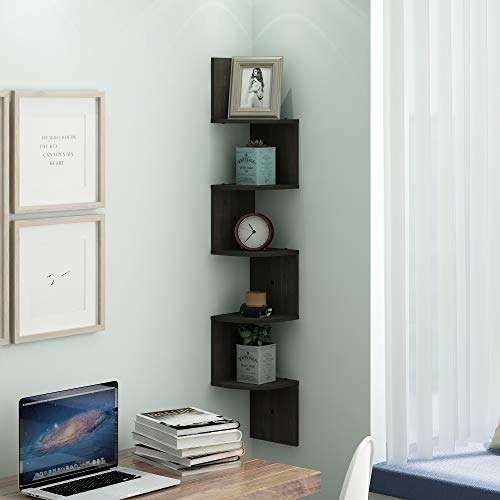 FURINNO Wall Mounted Shelves, Wood, Espresso, one size