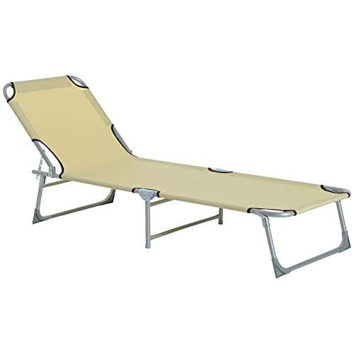 Outsunny Reclining Sun Lounger Chair Folding Camping Bed with 4-Position Adjustable Backrest Sold by MHSTAR