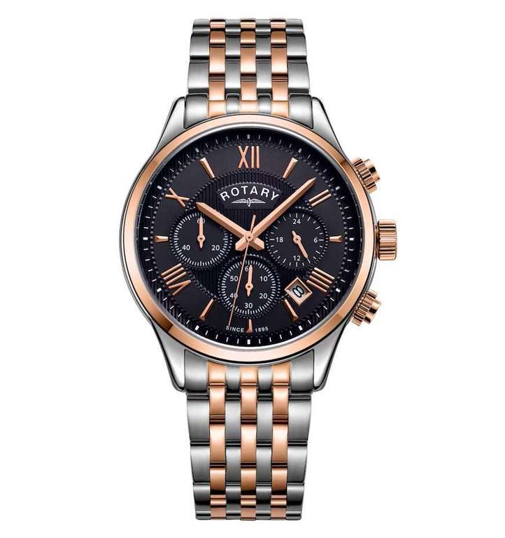 Rotary Mens Two Tone Steel Bracelet Chronograph Watch (With Code)