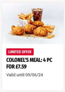 4 piece Colonel's Meal via KFC app