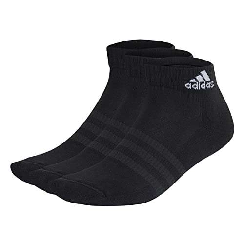 Adidas Unisex Cushioned Sportswear 3 Pairs Ankle Socks - Black