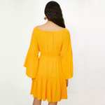 Crinkle Bardot Dress in Orange - Extra 20% Discount With Code + Free Delivery