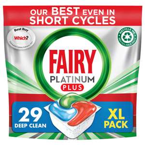 Fairy Platinum Plus Fresh Herbal Breeze Deep Clean Dishwasher Tablets x29 - £6 (Nectar Price) @ Sainsbury's