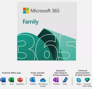 Microsoft Office 365 | Family Pack | 6 User Key Code | 1 Year, retail box, new £42.46 with code @ eBay/redrockuk