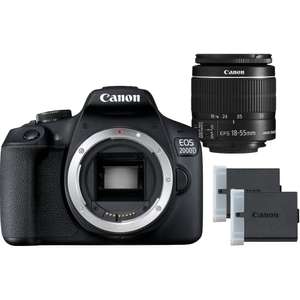 Canon EOS 2000D + EF-S 18-55mm F3.5-5.6 IS II Lens + 2 x Batteries (Prime Exclusive deal)