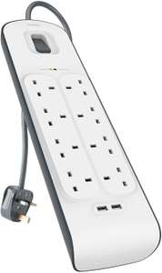 Belkin BSV804 8 Way 2 m Surge Protection Extension Lead Strip with 2 x 2.4 A Shared USB Charging Plug, White £19.98 @ Amazon