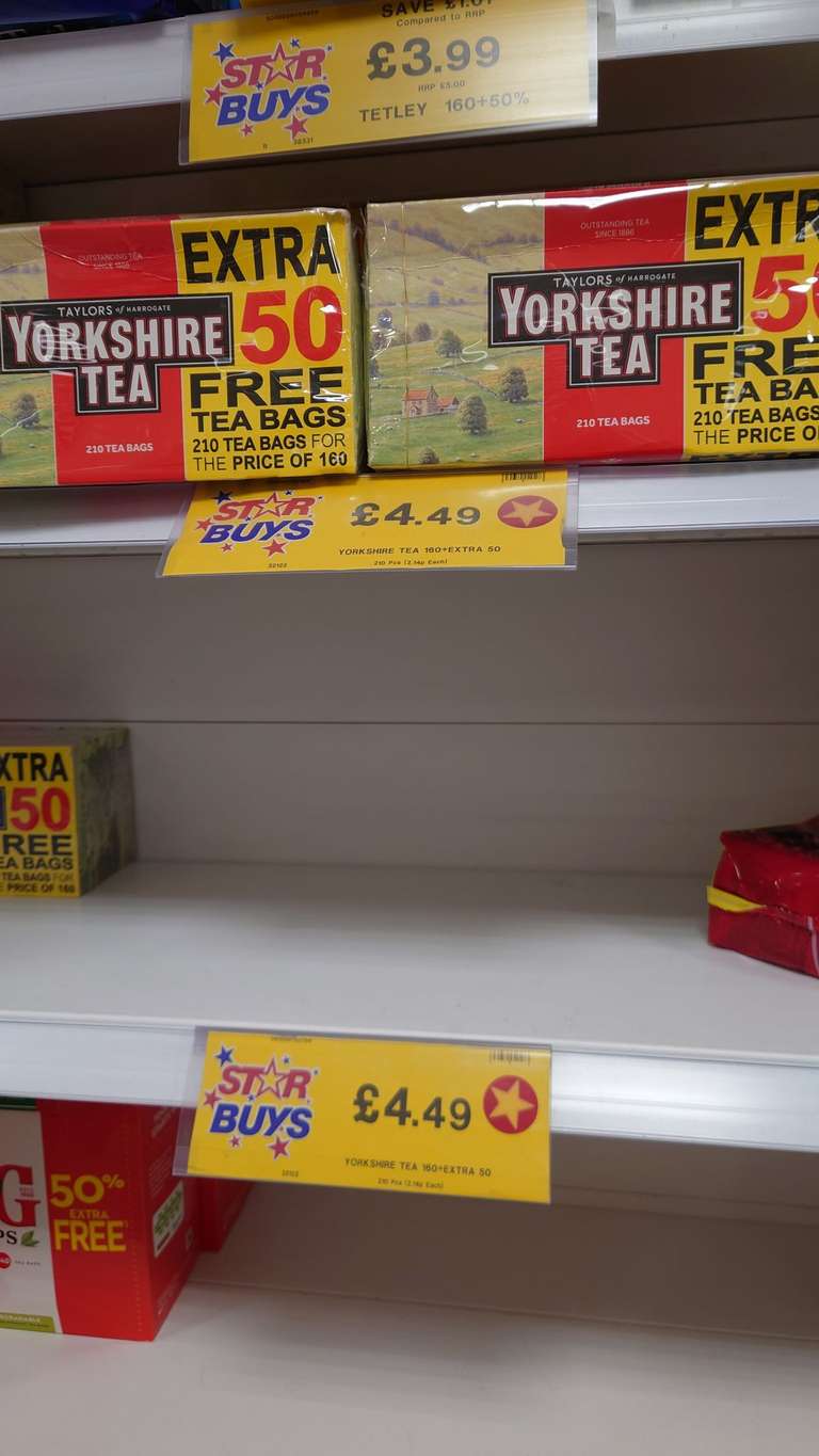 Yorkshire Tea: 210 Teabags 656g £4.49 @ Home Bargains Waltham Abbey