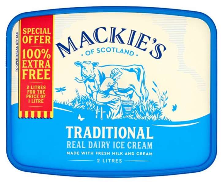 Mackie's of Scotland Traditional Luxury Dairy Ice Cream 2L (1L + 100% FREE) £3.29 @ Farmfoods