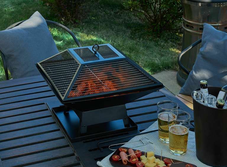 Square Fire Pit BBQ Grill Outdoor Garden Firepit Brazier Stove Patio Heater - £21.24 with code @ eBay / thinkprice