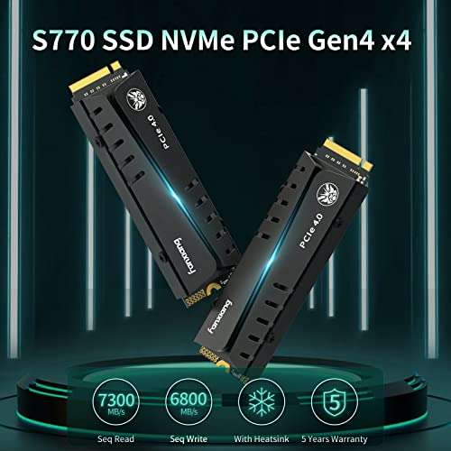Fanxiang S770 2TB PCIe 4.0 NVMe SSD M.2 2280 with HeatsinkUp to 7300MB/s £98.99 - Sold by LDCEMS / Fulfilled By Amazon