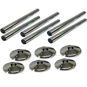 6 X New Chrome Radsnaps Radiator Pipe Covers + Collars 15mm - £6.95 / Less With Multi-buy - Central Supplies Ltd /ebay
