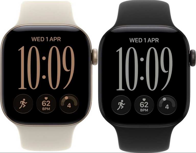 Apple Watch Series 12 GPS, 42mm, Aluminium Case, Sport Band S/M or M/L in Black/Gold