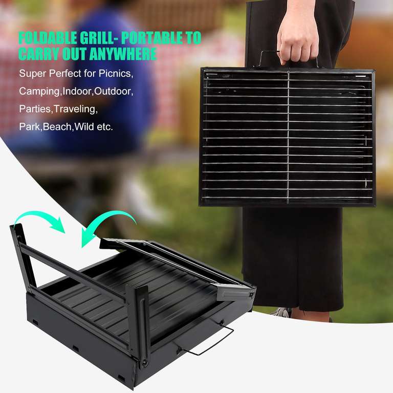 Barbecue Grill, AGM Charcoal Grill Portable Folding BBQ Grill Barbecue Desk Tabletop Outdoor Stainless Steel Smoker
