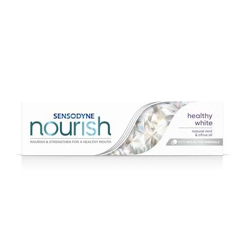 Sensodyne Nourish Healthy White Toothpaste For Sensitive Teeth, Vegan Friendly, Gentle Whitening, Mint & Aloe Vera Extract, 75ml - £1.90 S&S