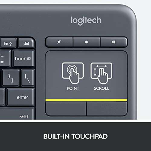 Logitech K400 Plus Wireless Touch TV Keyboard With Easy Media Control and Built-in Touchpad - £19.89 @ Amazon