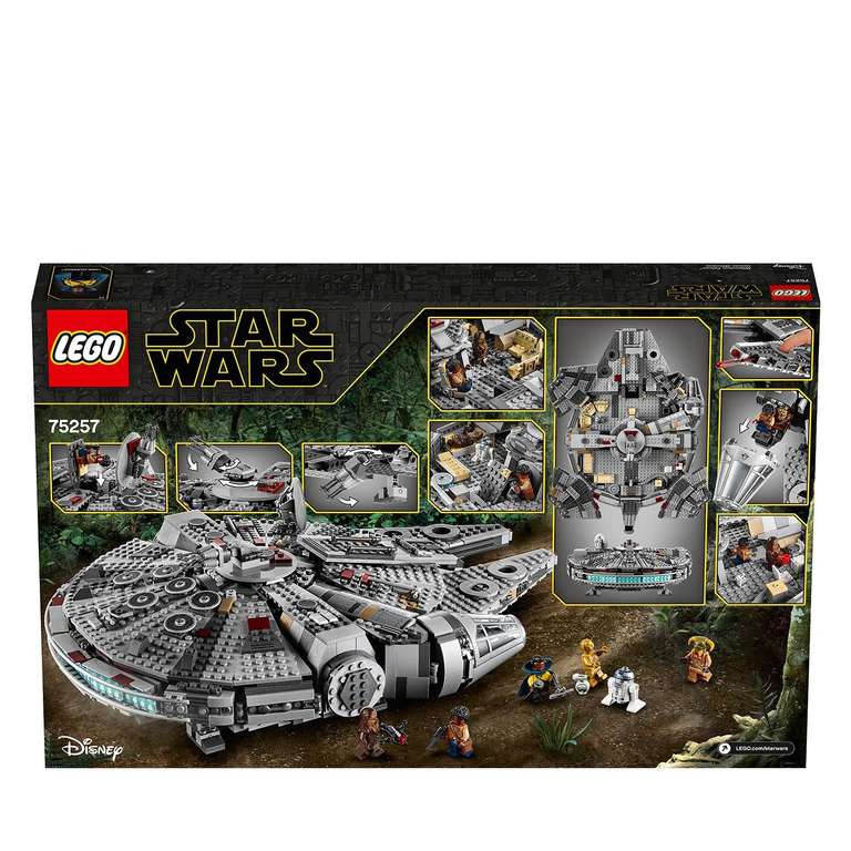 LEGO 75257 Star Wars Millennium Falcon, Model Starship Set, 7 Characters Finn, Chewbacca, C-3PO, R2-D2