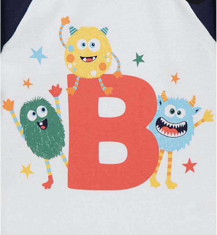 Kids Monster 'B' Letter Pyjamas £2 Free Collection @ Asda George