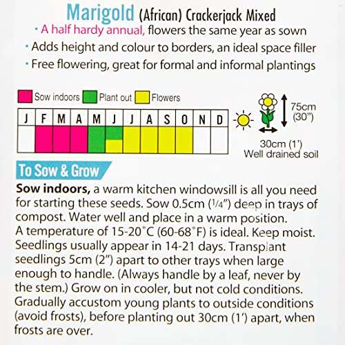 Mr Fothergills Seeds Ltd 24949 Flower Seeds, Marigold (African) Crackerjack Mixed - £1.07 @ Amazon