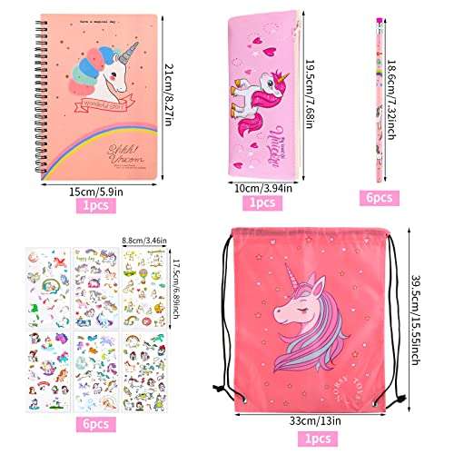 Unicorn Gifts for Girls Stationery, Include Drawstring Bag, Pencil Case, Unicorn Pens and Stickers (pink or purple) sold by wangpeipeiuk/FBA