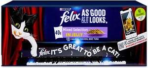 Felix As Good As It Looks Adult Wet Cat Food mixed selection in Jelly 40 x 100g Pouches - £14.95 / £11.96 Subscribe & Save @ Amazon