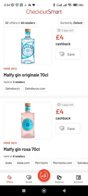 Malfy Gin 70cl original/blood orange/pink grapefruit £23 Nectar price (£19 with Checkout Smart Cashback) @ Sainsbury's