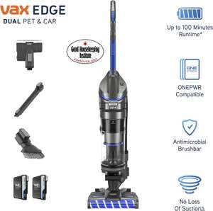 VAX ONEPWR Edge Dual Pet & Car Cordless Upright Vacuum Cleaner with 2 x 4.0Ah ONEPWR batteries, 3 Yr Warranty - £99.99 with code @ VAX