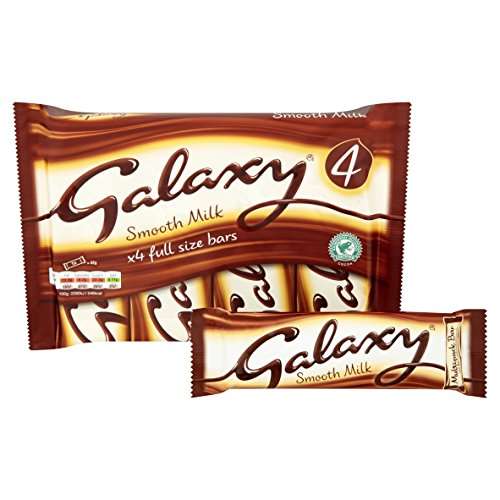 Galaxy Milk Chocolate Bars, Sharing Pack of 4 - 50p (Min Spend Applies / Free Delivery over £40) @ Amazon Fresh