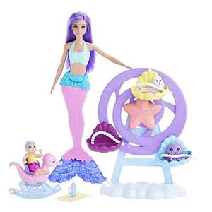 Barbie Mermaid Doll with Purple Hair, Mermaid Toys, Nurturing Barbie Playset