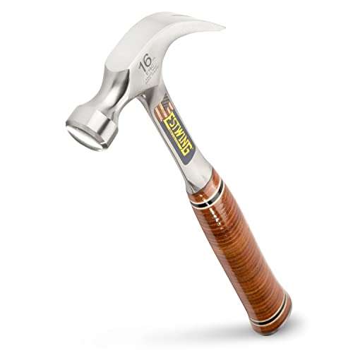 Estwing E16C Curved Claw Hammer - Leather Grip 450g (16oz), Silver