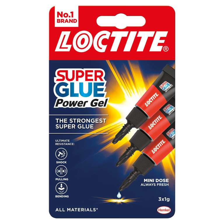 Loctite Super Glue Power Gel Mini Trio 3x1g (Possible £2 Cashback with Shopmium App)