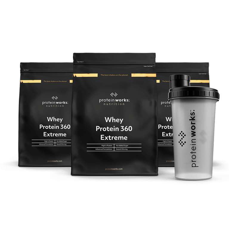 Whey Protein 360 Extreme Bundle Protein Works Shaker £46.99 delivered with code @ The Protein Works