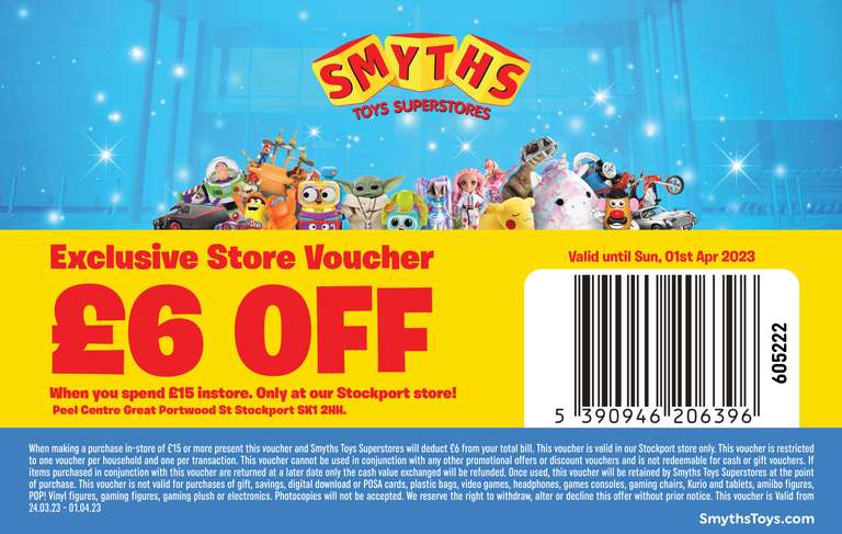 Stockport's Birthday Party Incl: Free giveaways, Guests Paw Patrol Chase + voucher £6 off when you spend £15 @ Smyths Stockport instore