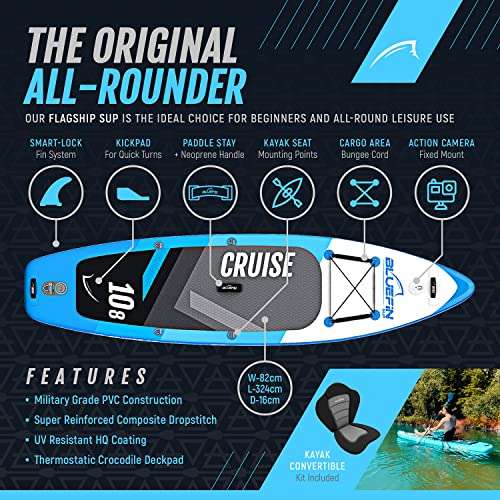 Bluefin Cruise SUP Inflatable Stand Up Paddle Board plus kayak seat accessories