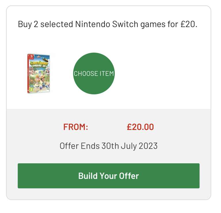 2 for £20 on Nintendo Switch Games (Mostly codes in boxes) @ Argos