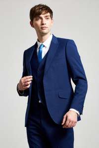 Slim Fit Blue Texture Suit Jacket for £19 + £3.99 delivery @ Burton