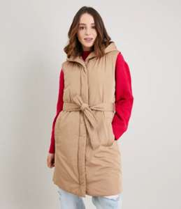 Womens stone longline belted Gilet - £17.50 (Free Collection) @ TU